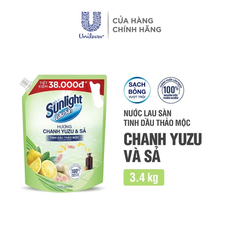 Nước Lau Sàn Sunlight Tinh Dầu Thảo Mộc Túi 3.6Kg