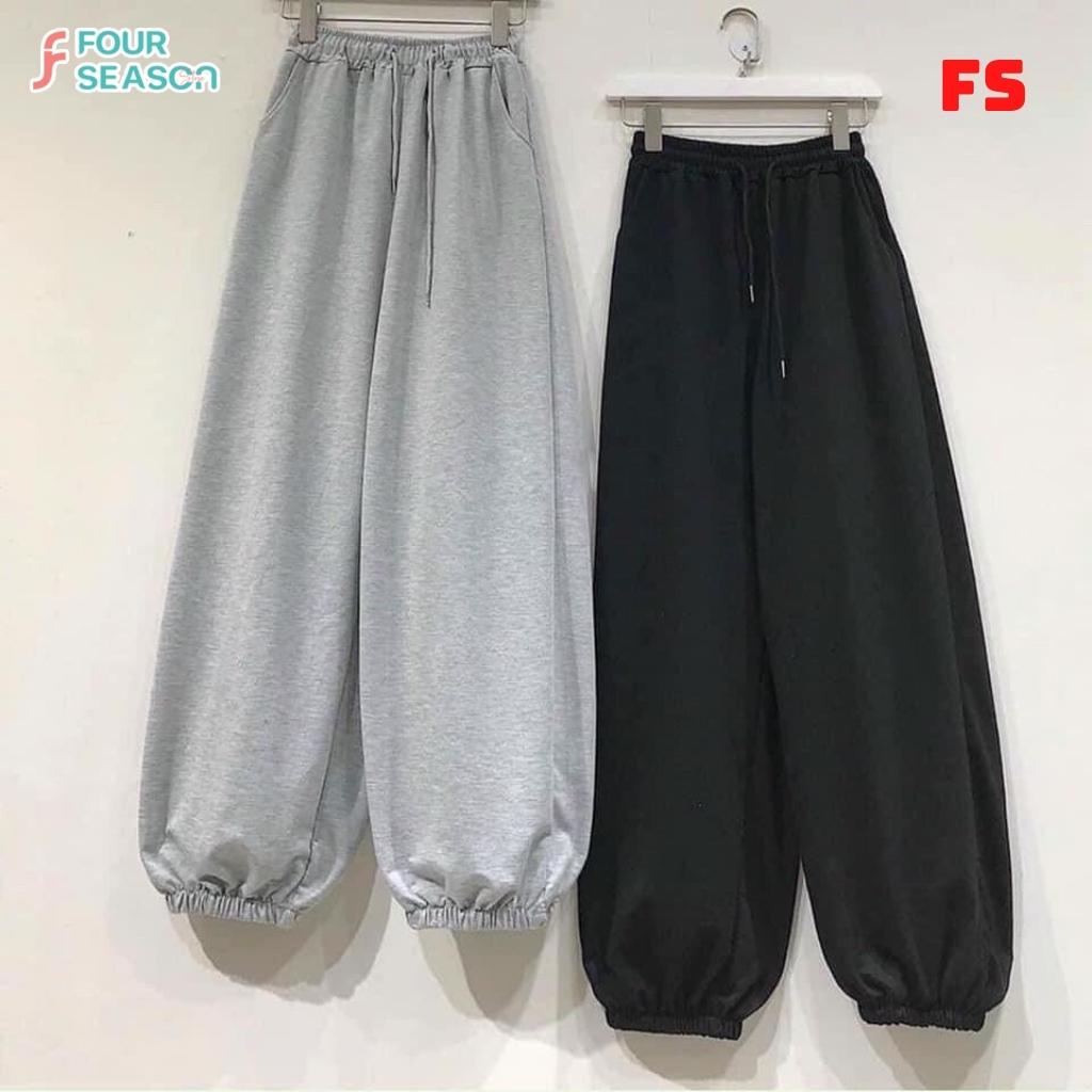Quần jogger nỉ ulzzang unisex BN01 4S ống boom basic thun trơn cạp chun dáng rộng rẻ đẹp