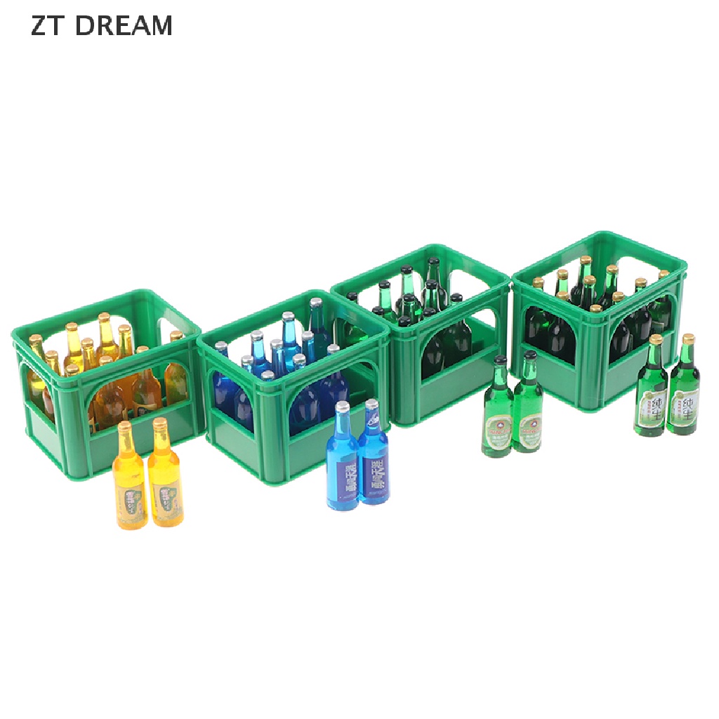 1 Bộ Mô Hình Chai Bia Mini 1: 12 Có Giỏ Đựng Trang Trí Nhà Búp Bê 07