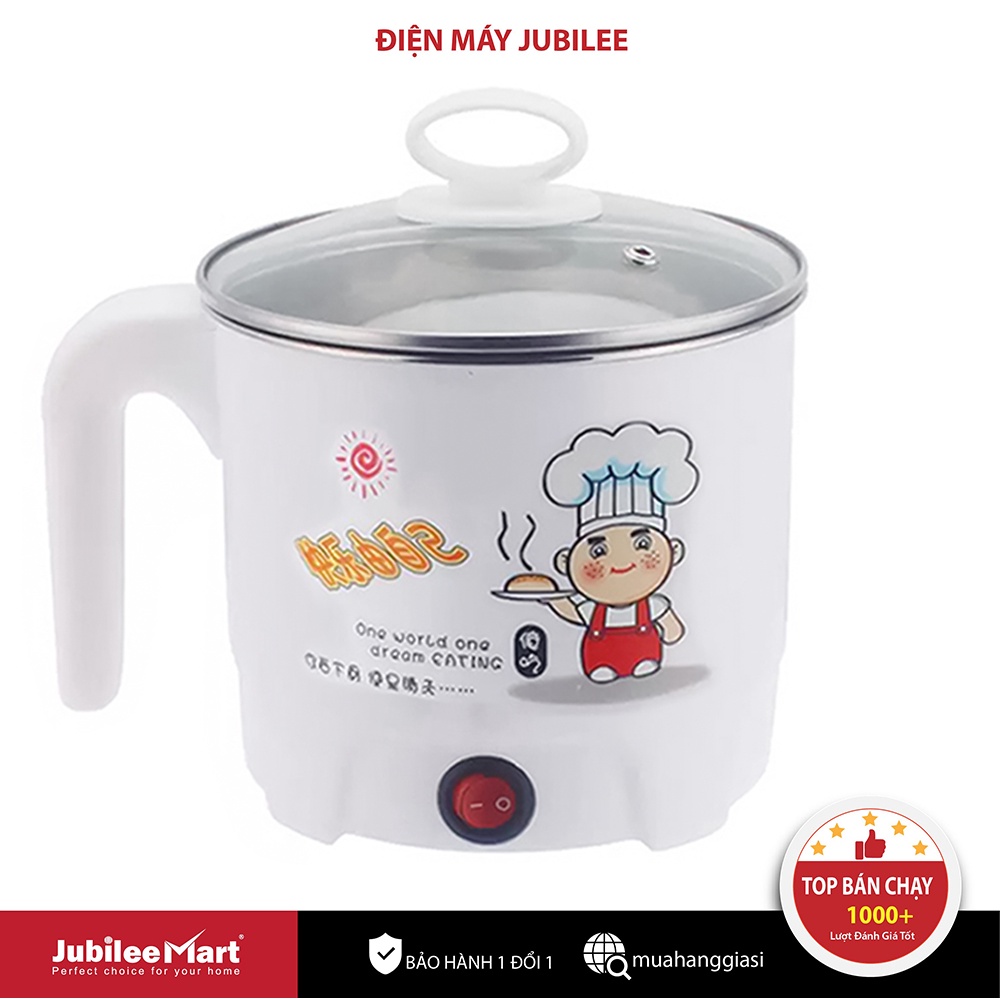 Nồi Lẩu Mini Ca Nấu Mì Điện Đa Năng 18cm Có Tay Cầm Tiện Dụng - Tặng Kèm Xửng Hấp Inox 2 Tầng Cao Cấp