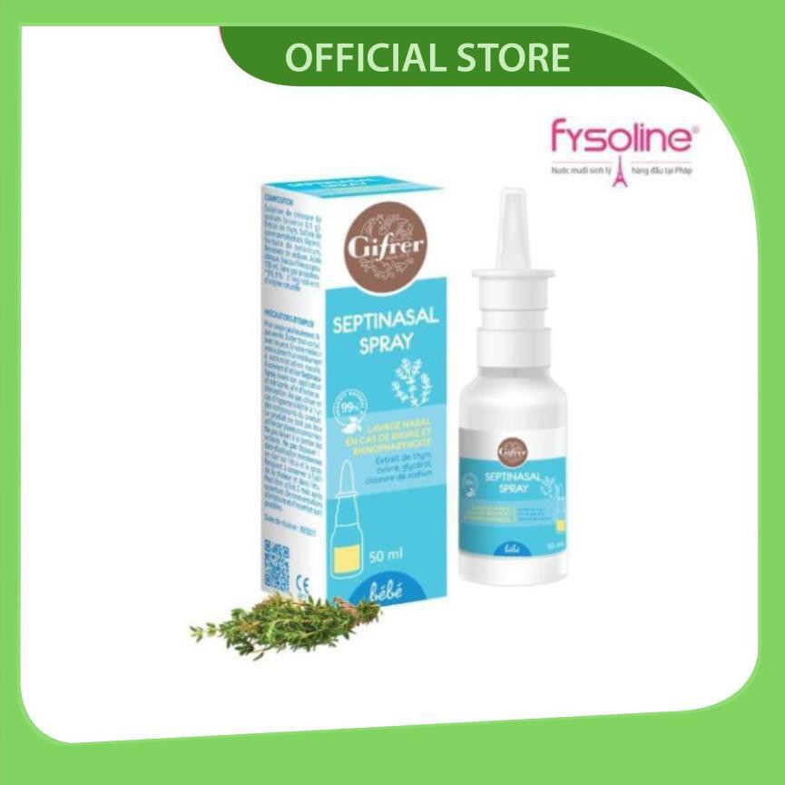 Fysoline - Xịt muối Kháng khuẩn Pháp 50ml - nghẹt mũi, viêm mũi, sổ mũi