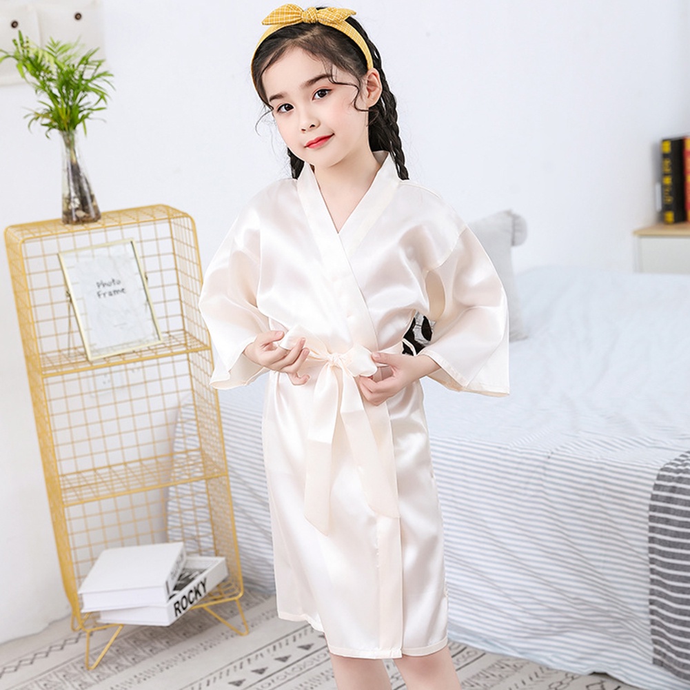 Áo choàng tắm chất lụa mềm mát phong cách mùa hè cho bé gái