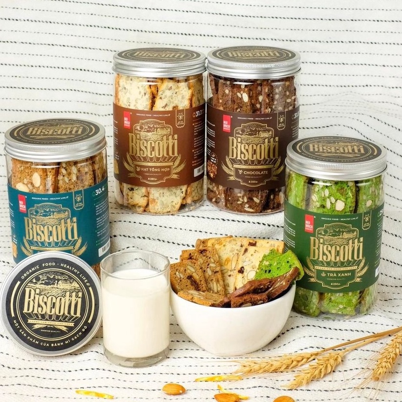 Bánh Biscotti Gạch Đỏ Siêu Hạt, Ngọt Từ Gạo Lứt Và Mật Ong, Chuẩn Ăn Kiêng Healthy