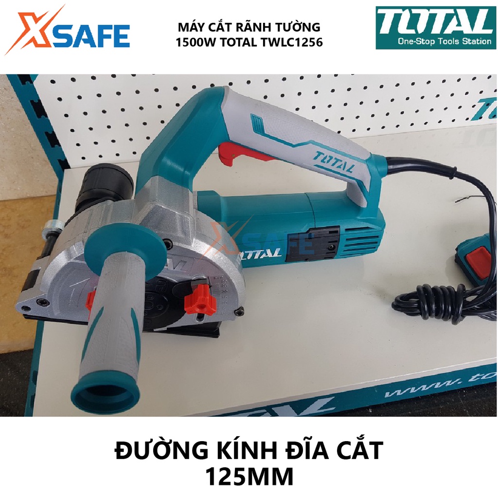 Máy cắt gạch đá TOTAL TWLC1256 1500W, đường kính đĩa cắt 125mm, trục chính M14, tay cầm phụ trợ, cắt rãnh tường