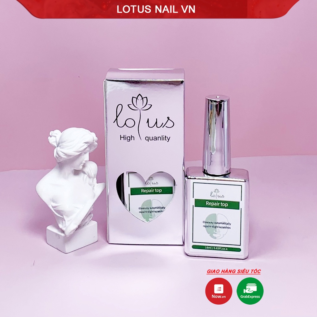 Top bóng tự sửa vết xước nhẹ bề mặt móng Lotus ( Repair top coat ) cao cấp chai 18ml