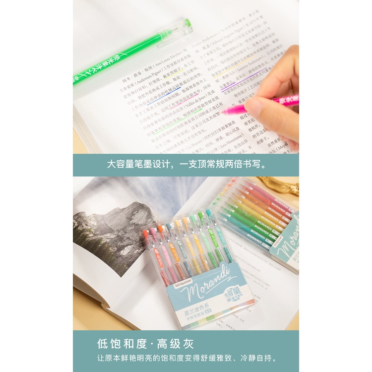 Bộ 9 bút mực gel nhiều màu sắc dung tích lớn 3 ngăn tiện dụng cho học sinh
