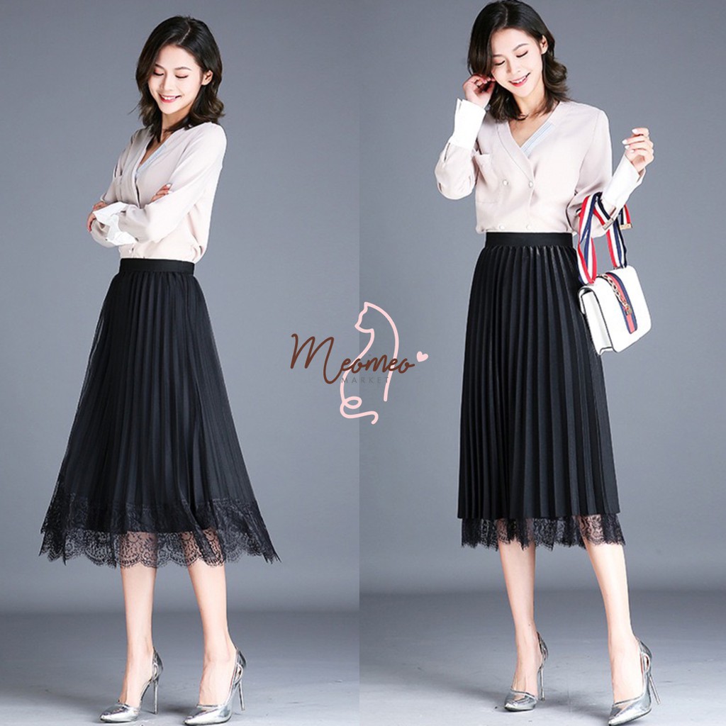 CHÂN VÁY XẾP LY REN 🌸 Mặc Được 2 Kiểu Ren và Vải Thần Thánh Hàng Đẹp 🌸 | BigBuy360 - bigbuy360.vn