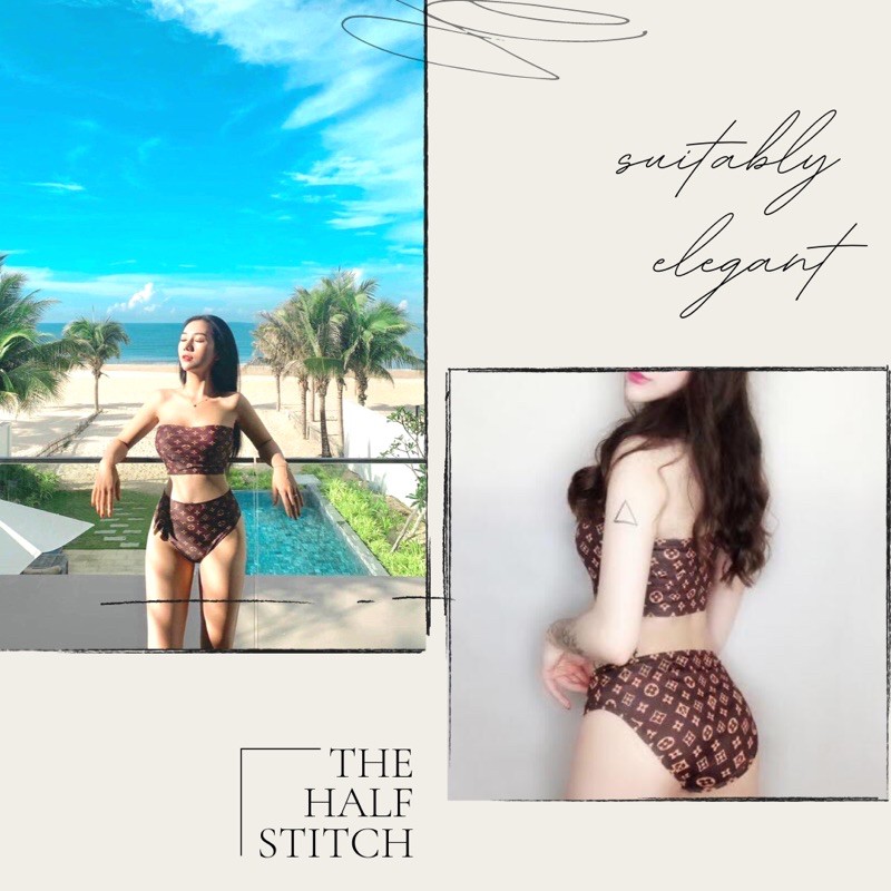 Bikini đồ bơi hai mảnh áo quây thổ cẩm sang chảnh