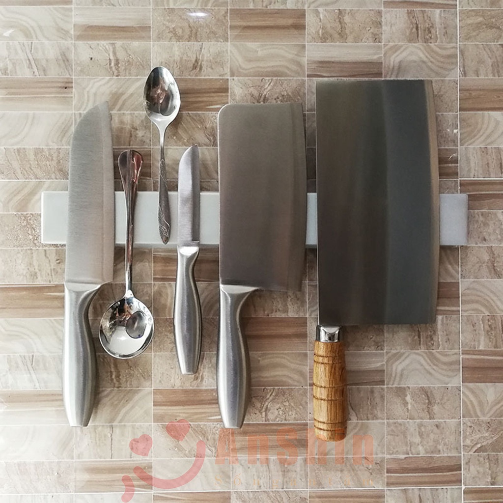 Thanh nam châm treo dao kéo dụng cụ AnShin - giá nam châm vĩnh cửu bọc hộp inox 304 nguyên khối cao cấp