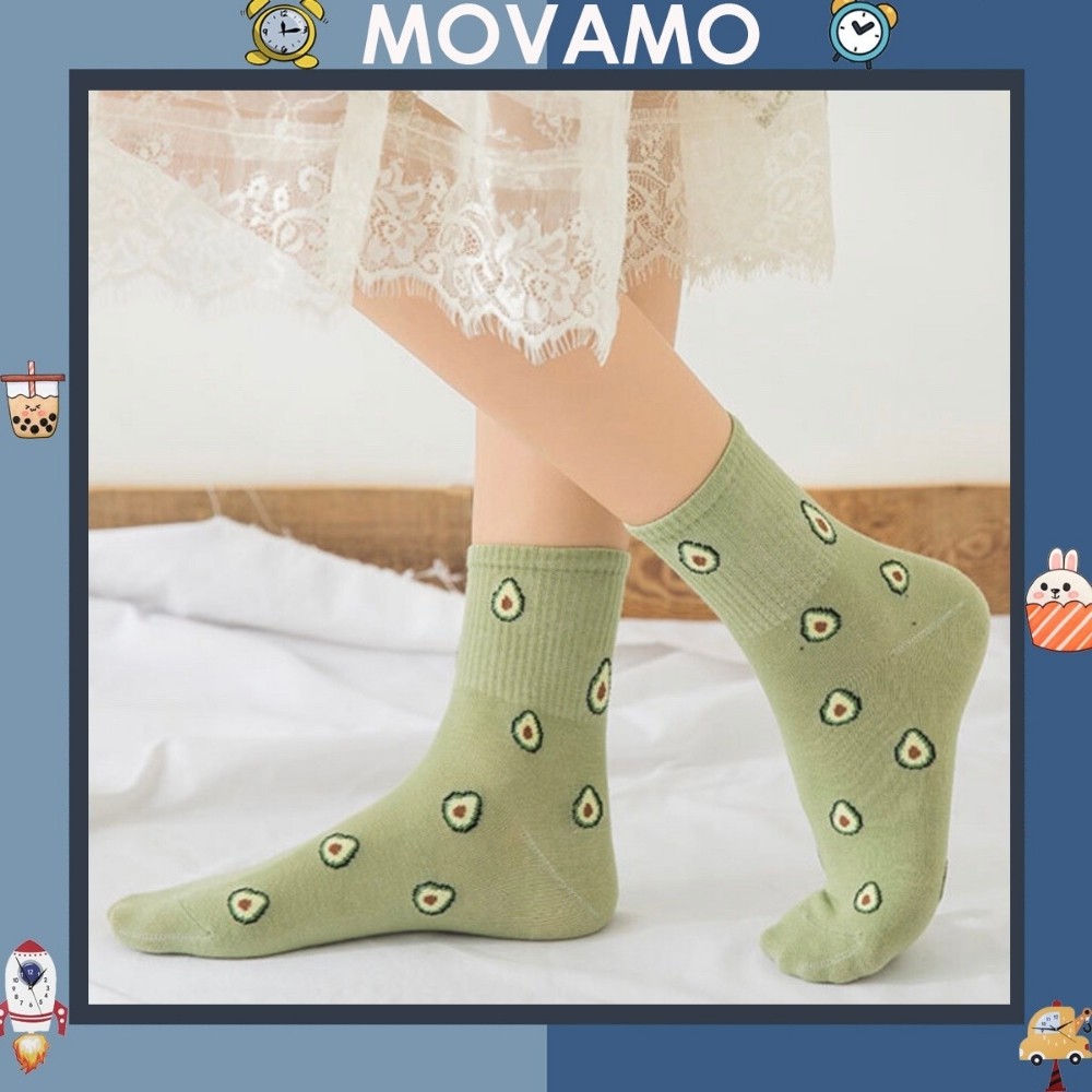 Tất nữ Movamo tất dài Hàn Quốc quả bơ xanh matcha cực xinh TN95