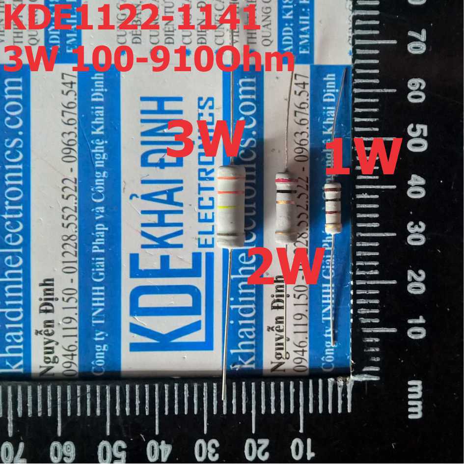 điện trở 3W, 5% (4 vạch) 100-910Ohm (GIÁ CHO 1 GÓI 20 CON cùng loại) kde1122