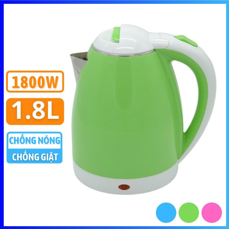 Ấm Siêu Tốc Đun Nước Electric Kettle  Dung Tích 1.8 Lít Loại 2 Lớp Màu, Bảo Hành 6 Tháng Lỗi Đổi Mới