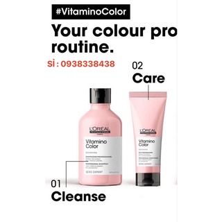 Bộ dầu gội giữ màu tóc nhuộm vitamino color loreal paris.