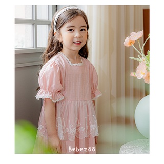 Váy thô Bebezoo phối ren tiểu thư màu hồng BEA2OP115