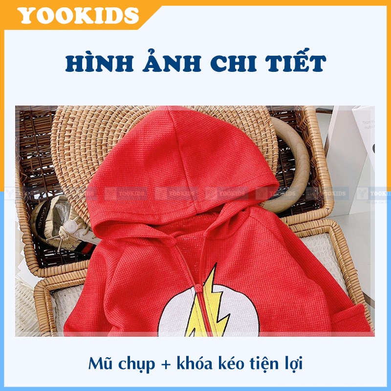 Bộ thu đông bé trai YOOKIDS chất xốp tổ ong mềm min dày ấm in hình siêu nhân người nhện cho bé 1 2 3 4 tuổi