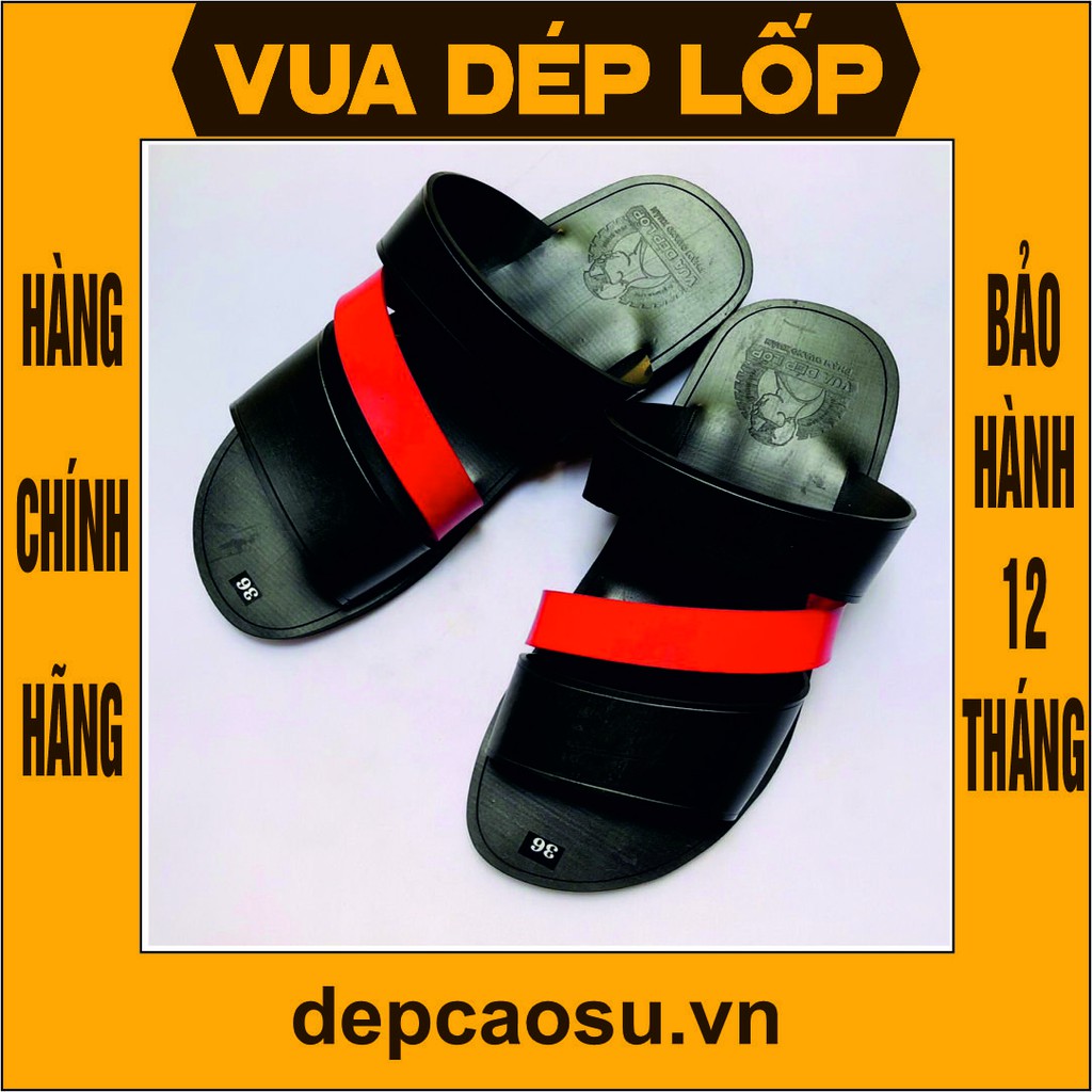 Dép cao su 3 quai chéo màu đế xốp 2,5cm thương hiệu Vua Dép Lốp Phạm Quang Xuân, chính hãng, có bảo hành, ảnh thật