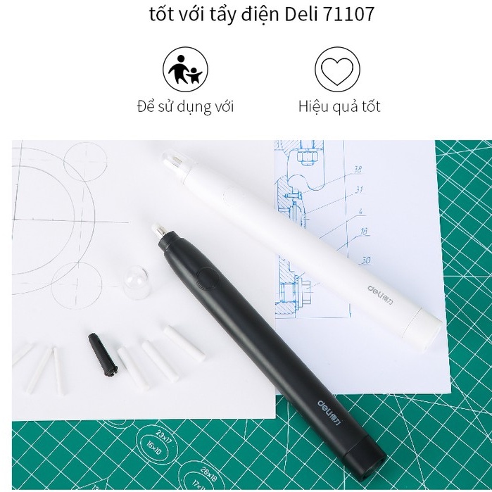 Lõi ruột tẩy điện Deli – Hộp 40 lõi - 71112