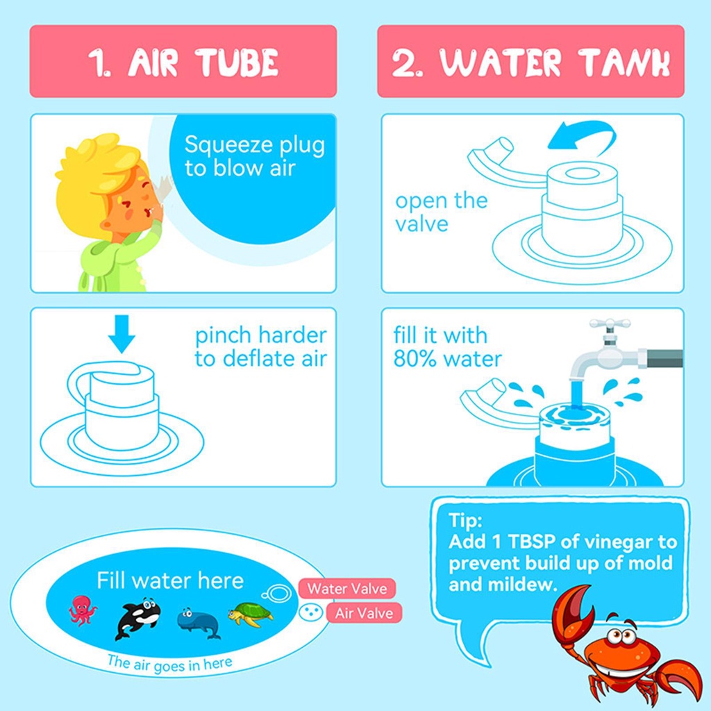 Thảm Nước Bơm Hơi Bằng PVC Có Gương Soi Cho Bé 0 3 6 9 Tháng Tuổi
