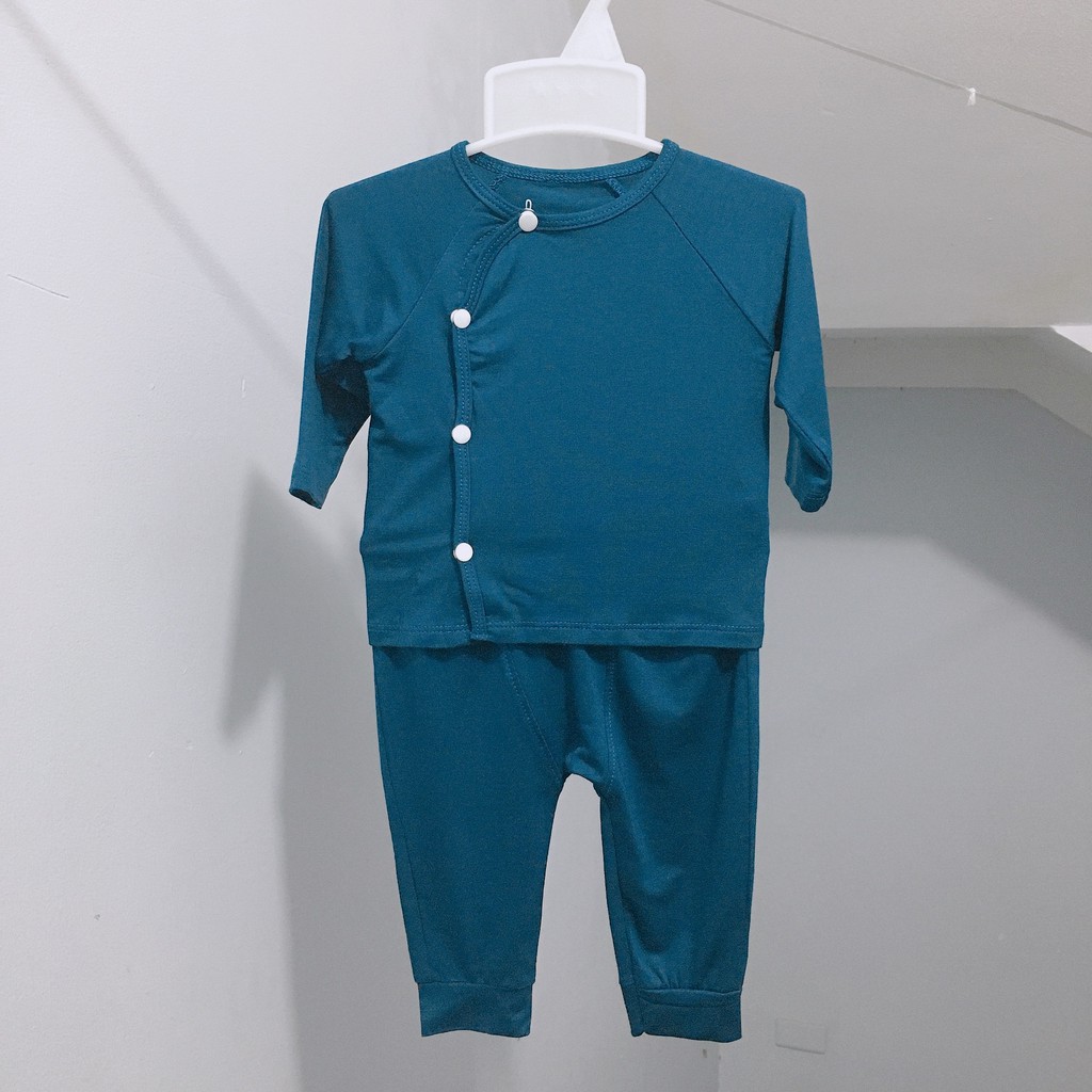 Bộ Tay Dài Cài Lệch Màu Bexiu Bx - Quần Áo Trẻ Sơ Sinh Thun Cotton Lạnh Bexiu Mềm Mượt Mát Cho Bé Trai Và Gái từ 3-9kg