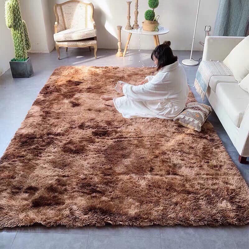 Thảm lông loang xù cao cấp sử dụng trải sàn trải phòng ngủ chất lông dài chống bám bụi KT 1m6x2 giá 235000₫