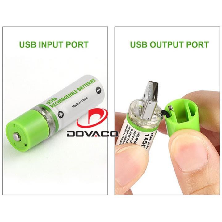Pin tiểu AA sạc cổng USB 1.2V 1450mAh - siêu bền - có bảo hành