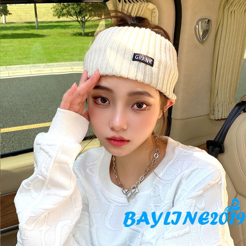 Băng đô dệt kim co giãn màu trơn in chữ xinh xắn