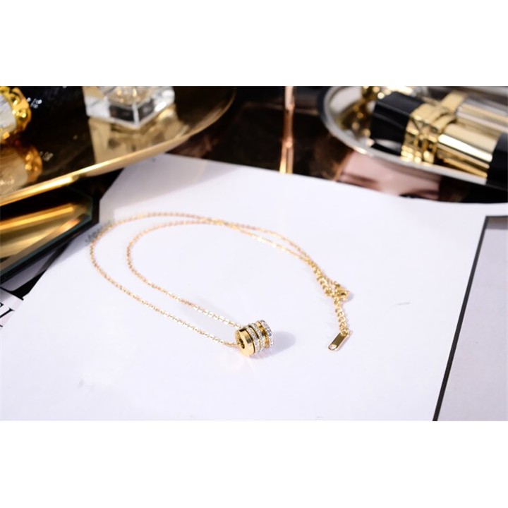 DÂY CHUYỀN TITAN ỐNG TRÒN ĐÍNH ĐÁ TN141 siêu đẹp, bền màu, chuẩn thời trang