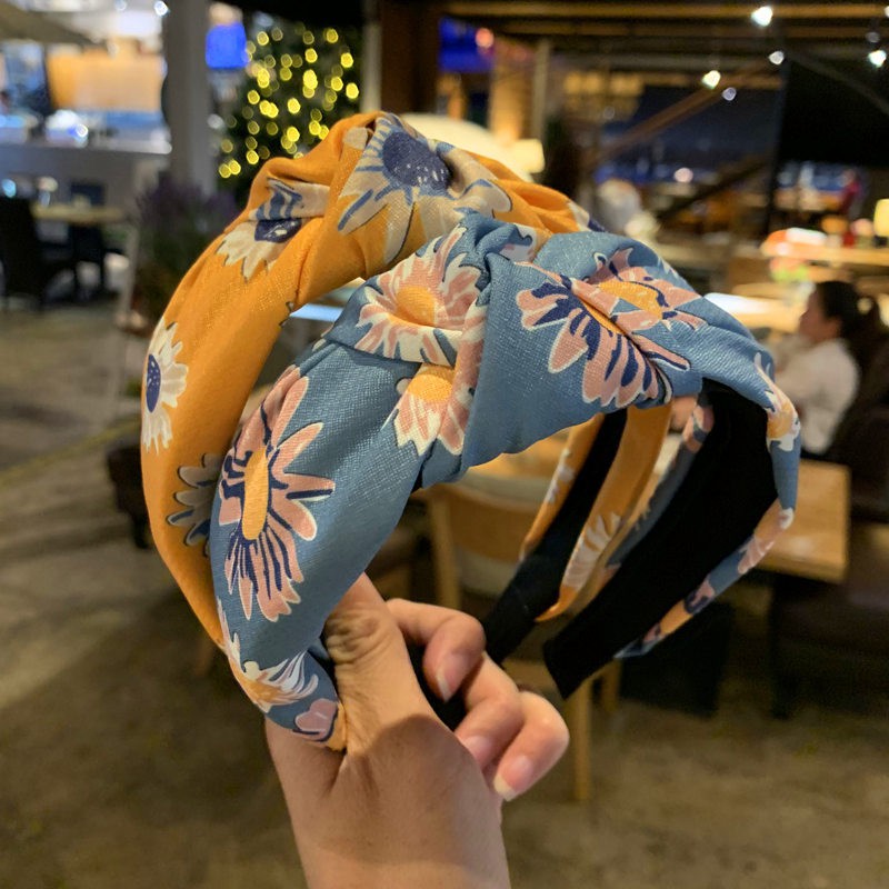Bờm bản to họa tiết hoa cúc vintage