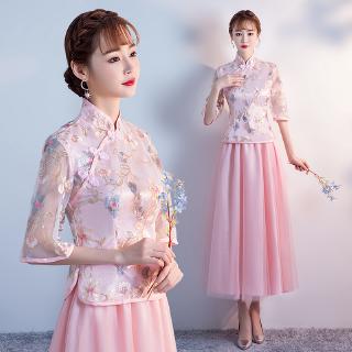 Đầm Sườn Xám Phong Cách Trung Hoa Cổ Điển Cho Phù Dâu