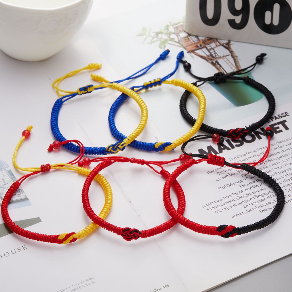 Vòng đeo tay RINHOO dây bện thủ công hai màu sắc kết hợp thắt nút thời trang dành cho cả nam và nữ
