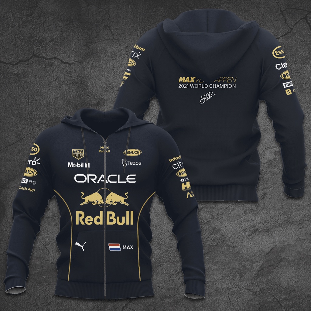 Áo Hoodie In Hình Xe Đua Red Bull 3D Max Verstappen x