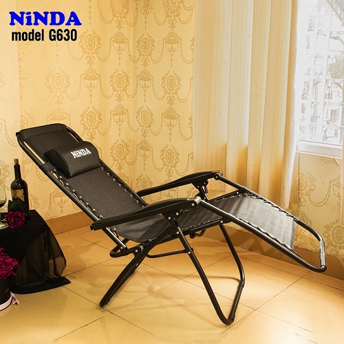 Ghế xếp thư giãn NiNDA G630 gấp gọn cao cấp, khung thép chắc chắn dùng cho văn phòng, gia đình, dã ngoại,..