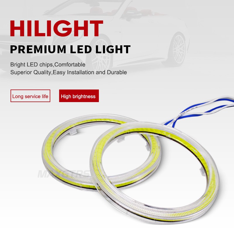 Bộ 2 Đèn Pha LED COB Dạng Vòng Halo Tự Động Phá Sương Mù Cho Xe Hơi / Xe Máy MAXGTRS