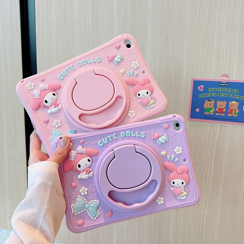 For Samsung Galaxy Tab A7 Lite 8.7 2021 SM-T220 T225 10.4" 2020 T500 T505 T507 Cute Kids Soft Silicone Case 360 Degree Rotation Stand Tablet Cover