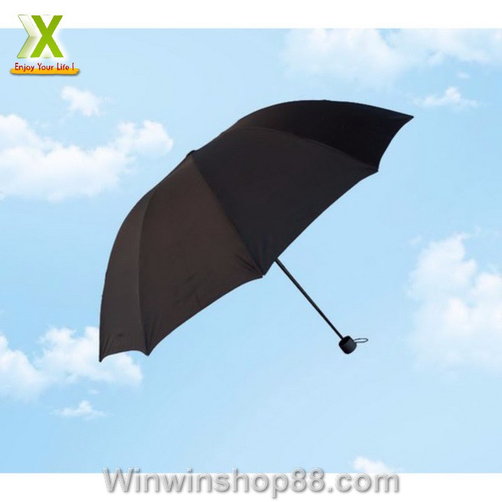 Dù Xếp Trơn Màu Đen  Xếp Nhỏ Gọn Tiện Lợi - Muasamhot1208