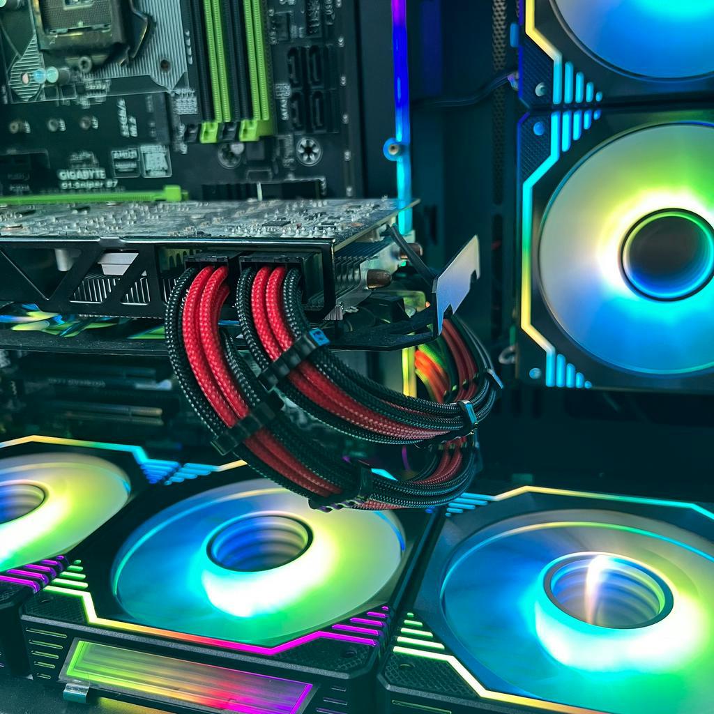 Bộ Dây Nguồn Nối Dài Bọc Dù Colorful Mod Màu Đỏ Đen - Hàng FullBox