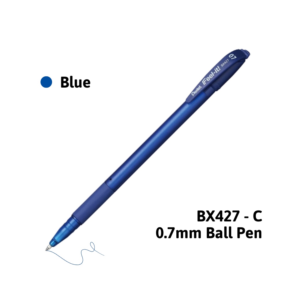 Bút Bi Pentel Nhật Bản Có Nắp Đậy BX427 | Trơn Mượt Không Đọng Mực | Ngòi 0.7mm 3 Màu Xanh/ Đỏ/ Đen | Nét Êm Không Tắc |