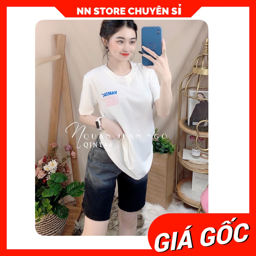 Quần short jean nữ Quần ngố lửng bò cạp cao loang màu dễ thương