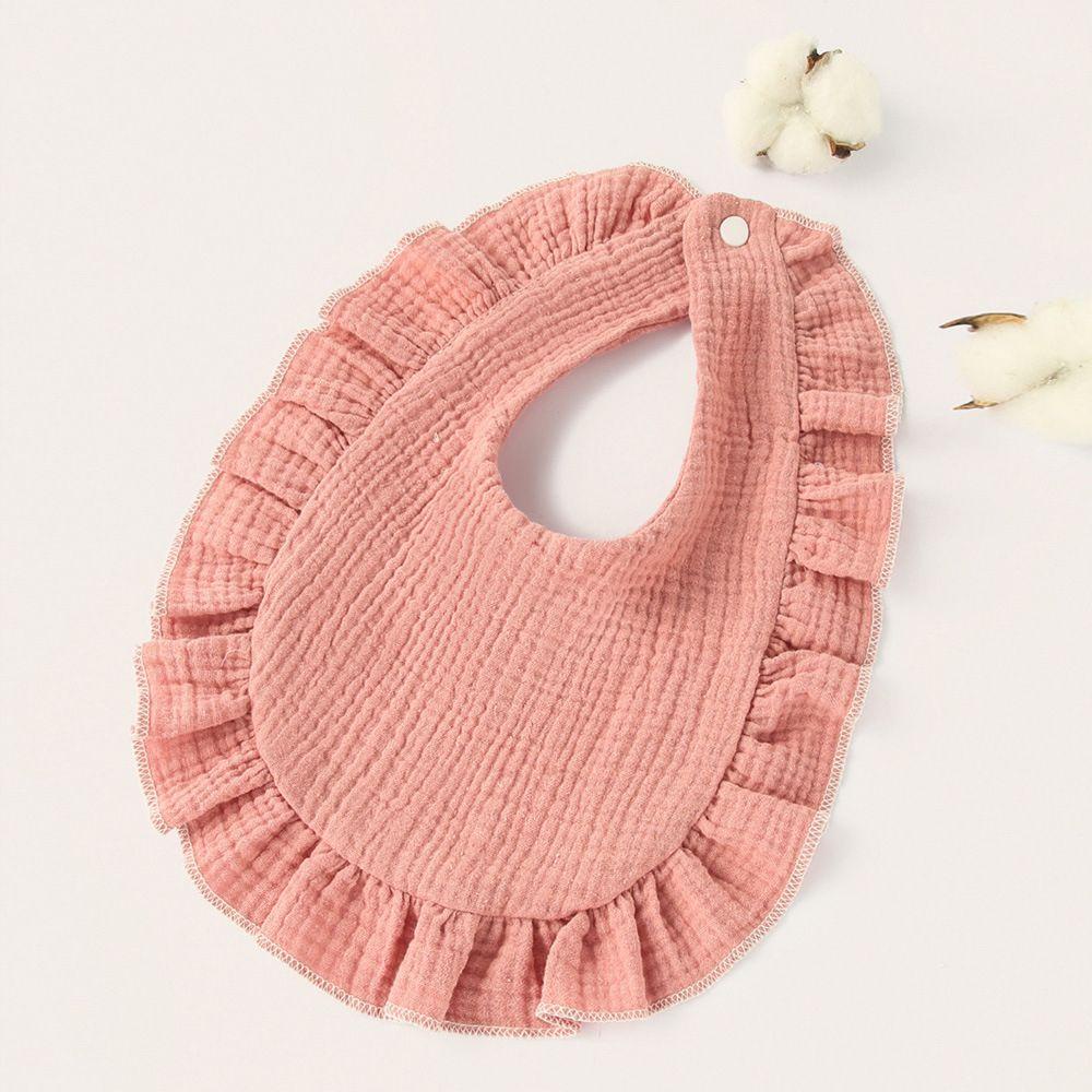 Yếm Ăn Bằng Cotton Màu Trơn Có Nút Bấm Dành Cho Bé Sơ Sinh