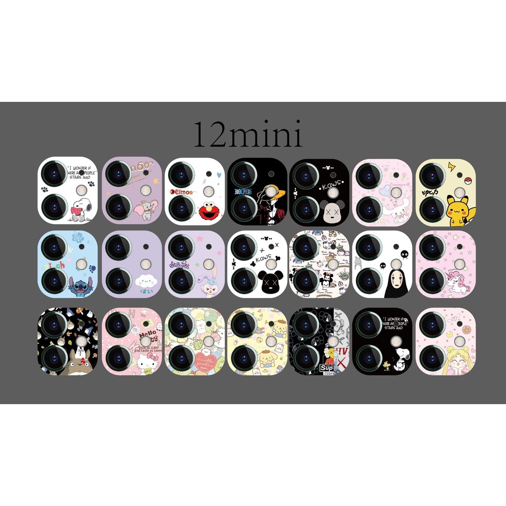 Miếng Dán Bảo Vệ Ống Kính Máy Ảnh Họa Tiết Hoạt Hình Dễ Thương Chống Trầy Cho iPhone12 mini Promax i12