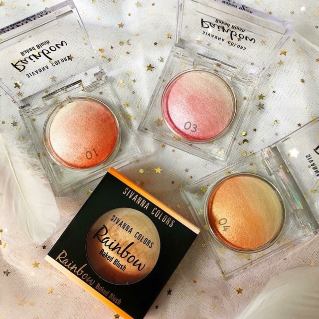 Phấn má hồng - bắt sáng Sivanna Rainbow Baked Blush
