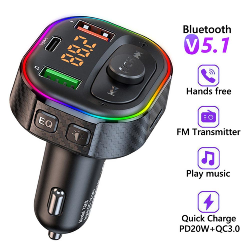 Tẩu Sạc Nhanh USB QC3.0 Kết Nối Bluetooth 5.0 FM MP3 Loại C PD 20W Cho Xe Hơi