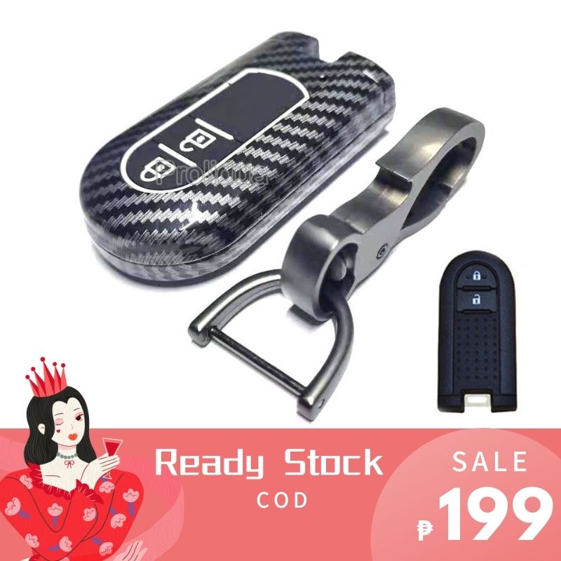 Set ốp sợi carbon cứng + ốp silicone bảo vệ bộ điều khiển từ xa không chìa khóa cho Toyota Rush thế hệ 3 Wigo 2020-2022