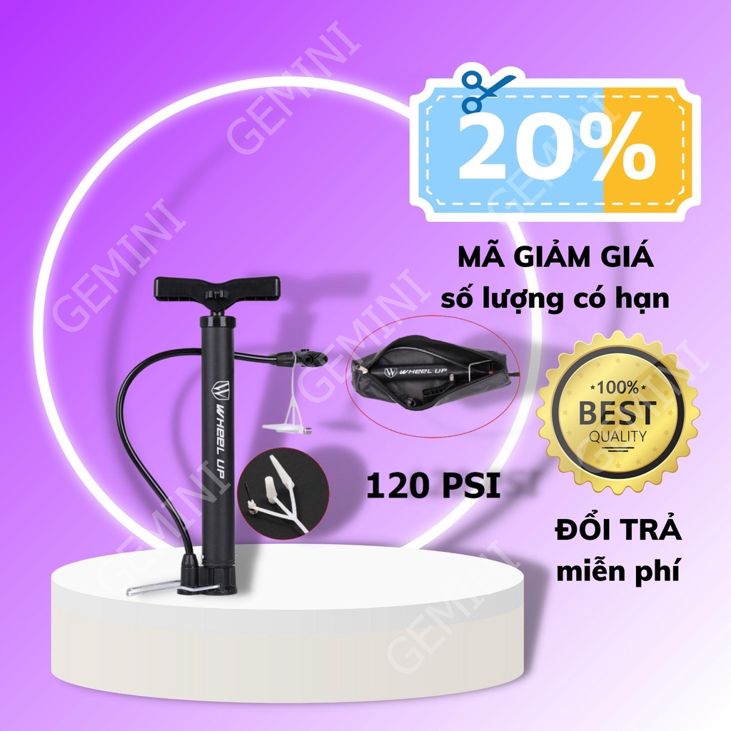 Bơm xe đạp xe máy bóng bay W3235 có đồng hồ bơm khỏe nhanh đầy hơi áp suất cao 120 psi tiện dụng GEMINI SHOP