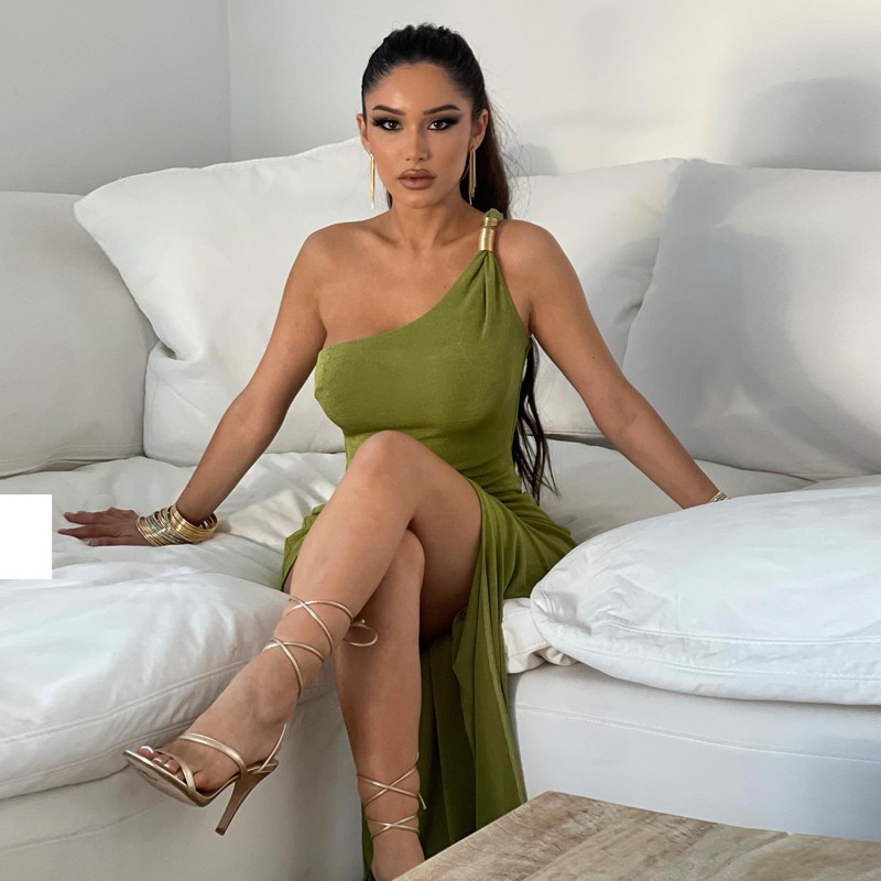 Đầm Không Tay Màu Trơn Thiết Kế Không Đồng Đều Thời Trang Dành Cho Nữ