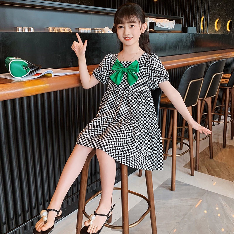 Đầm Chiffon Mỏng Sọc Ca Rô Thời Trang Mới Dành Cho Bé Gái 2022