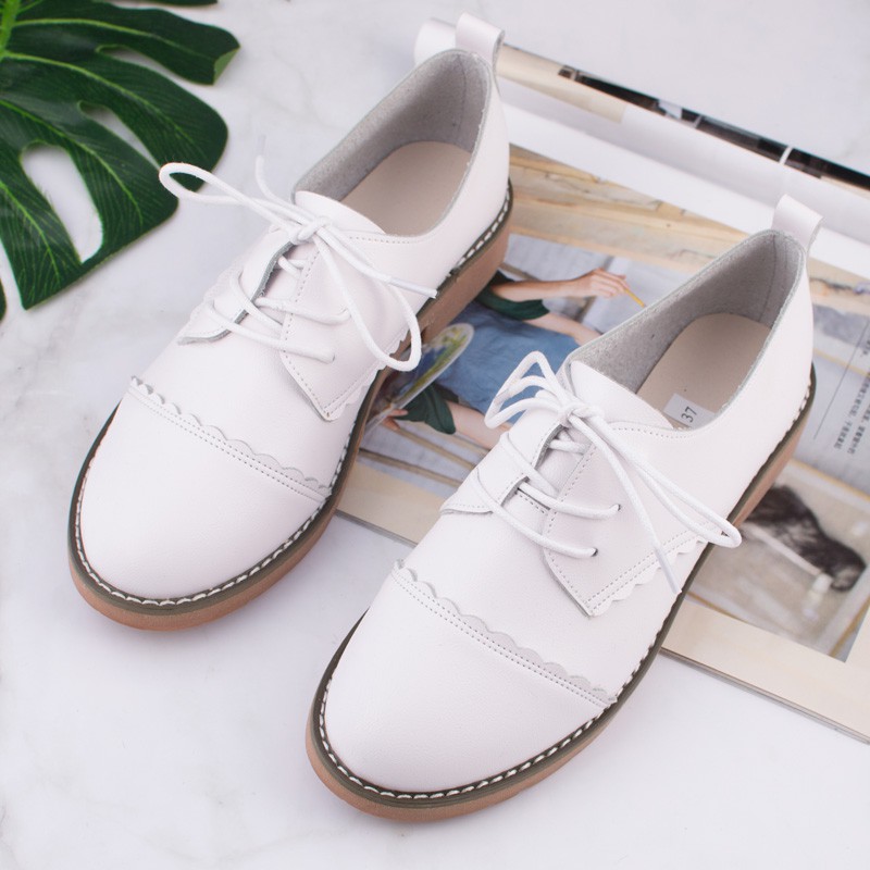 (Hàng Đẹp)Ảnh thật 4 hình cuối-Giày oxford nữ da Pu style Hàn Quôc