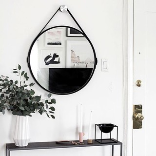 Gương Tròn D40 Dây Da Simili Cao Cấp - Đường Kính 40cm [KÈM PHỤ KIỆN]