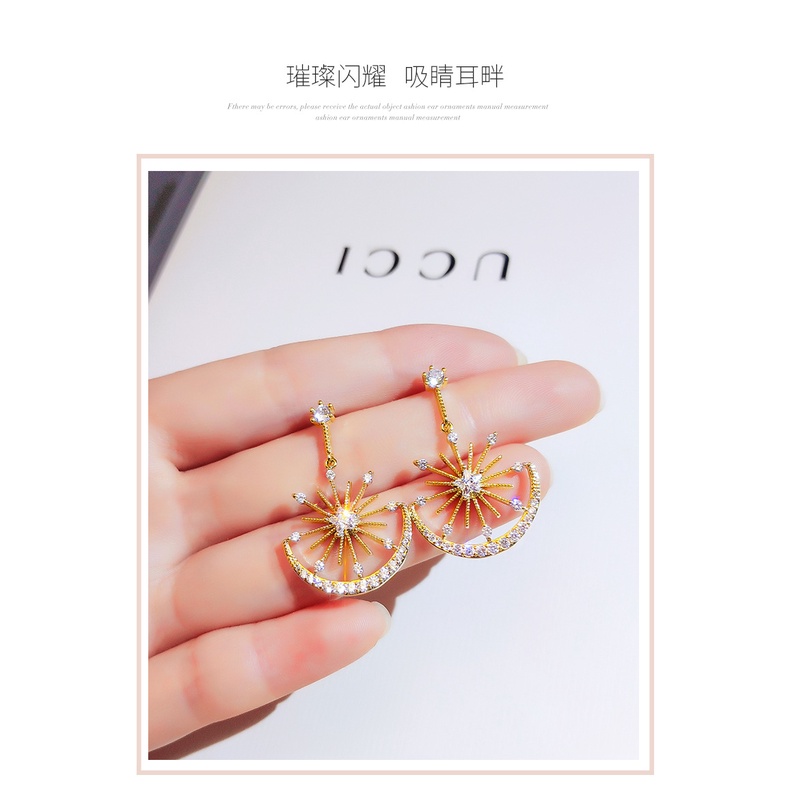Bông Tai Đính Đá Zircon Lấp Lánh Phong Cách Hàn Quốc Thời Trang Cho Nữ