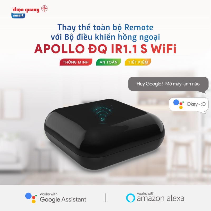 Bộ Điều Khiển Hồng Ngoại Điện Quang Apollo IR 1.1 S Wifi Điều Khiển Điều Hòa , Quạt , Tivi , v.v Hẹn Giờ Bật Tắt